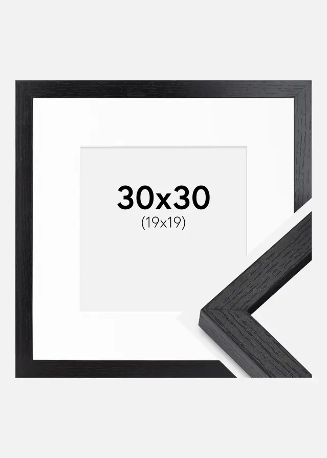 Ram med passepartou BGA Doos Fotolijst Zwart 30x30 cm - Passe-partout Wit 20x20 cm