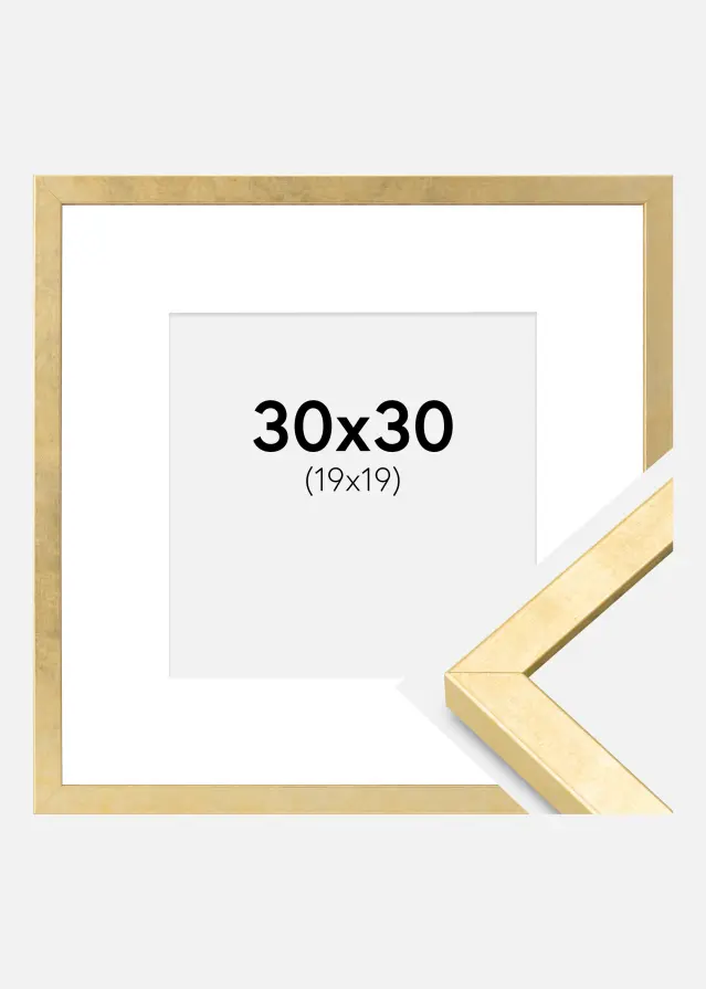 Ram med passepartou Fotolijst Ares Goud 30x30 cm - Passe-partout Wit 20x20 cm