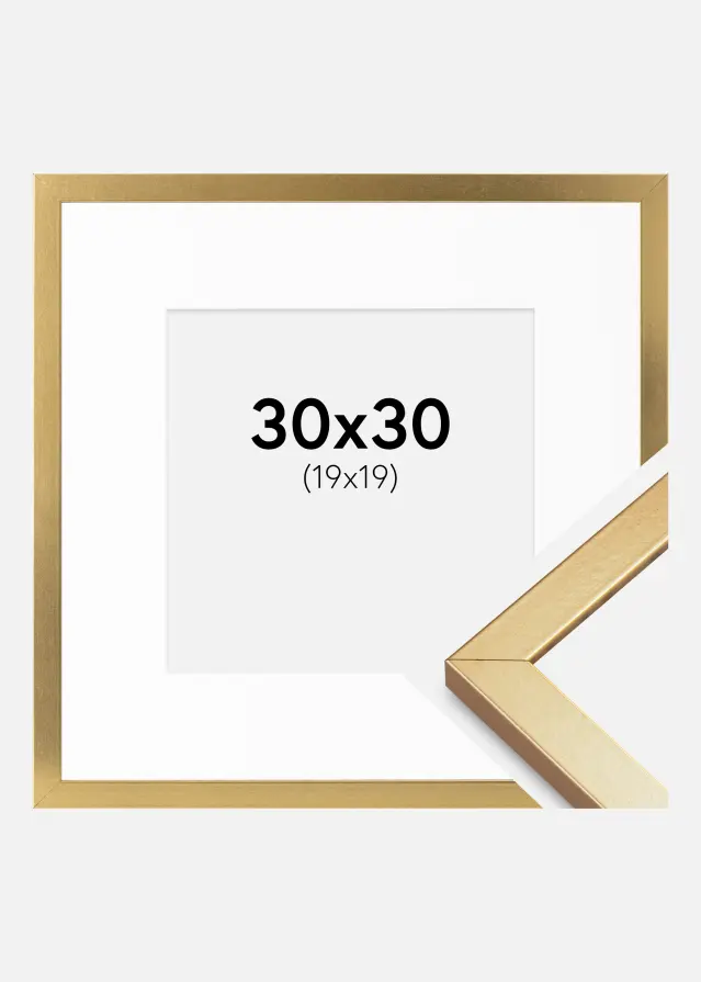 Ram med passepartou Fotolijst Minerva Goud 30x30 cm - Passe-partout Wit 20x20 cm