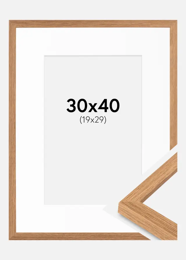 Ram med passepartou Fotolijst Modern Teak 30x40 cm - Passe-partout Wit 20x30 cm