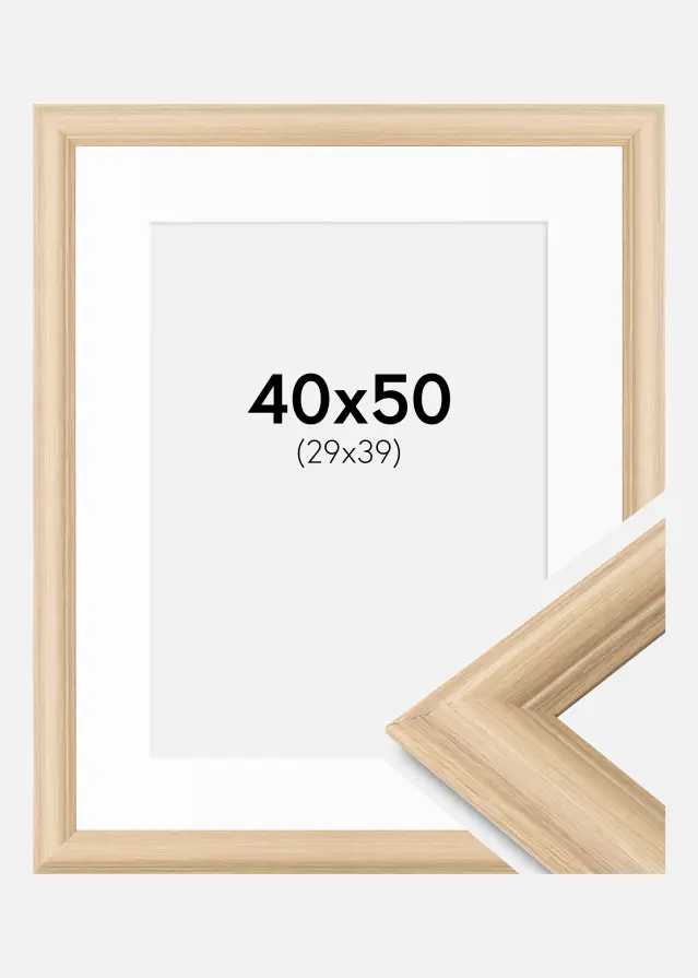 Ram med passepartou Fotolijst Västkusten Eikenhout 40x50 cm - Passe-partout Wit 30x40 cm
