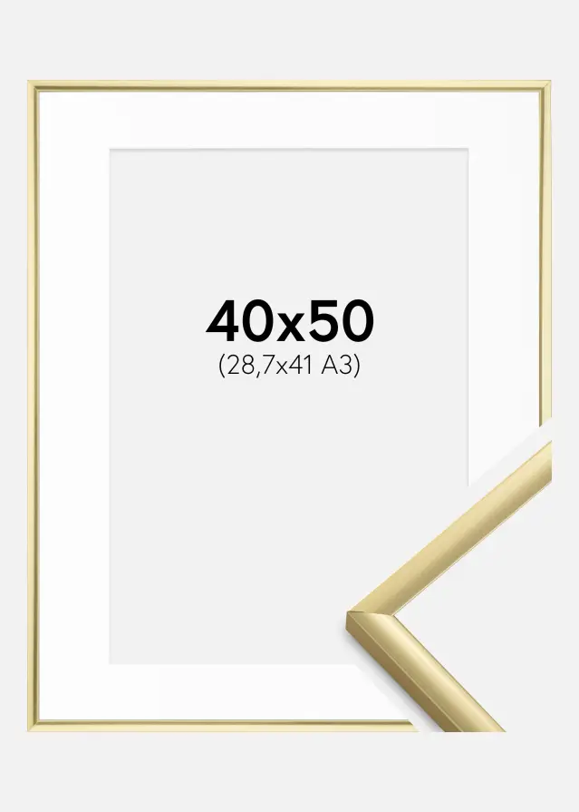 Ram med passepartou Fotolijst New Lifestyle Goud 40x50 cm - Passe-partout Wit 29,7x42 cm (A3)