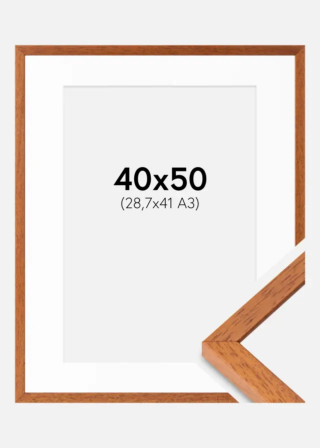 Ram med passepartou Fotolijst Ares Kers 40x50 cm - Passe-partout Wit 29,7x42 cm