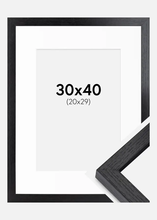 Ram med passepartou BGA Doos Fotolijst Zwart 30x40 cm - Passe-partout Wit 21x30 cm