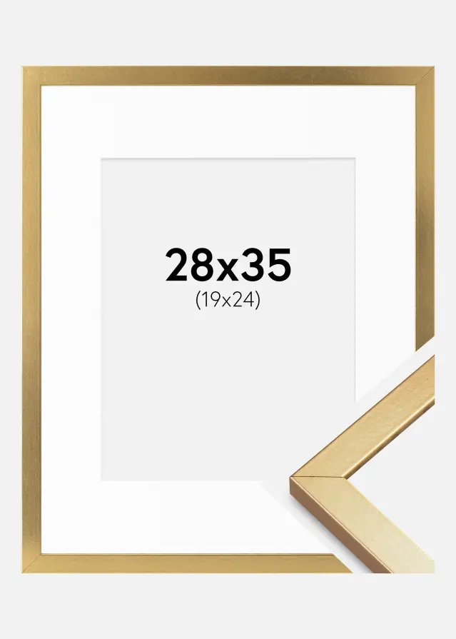 Ram med passepartou Fotolijst Minerva Goud 28x35 cm - Passe-partout Wit 20x25 cm