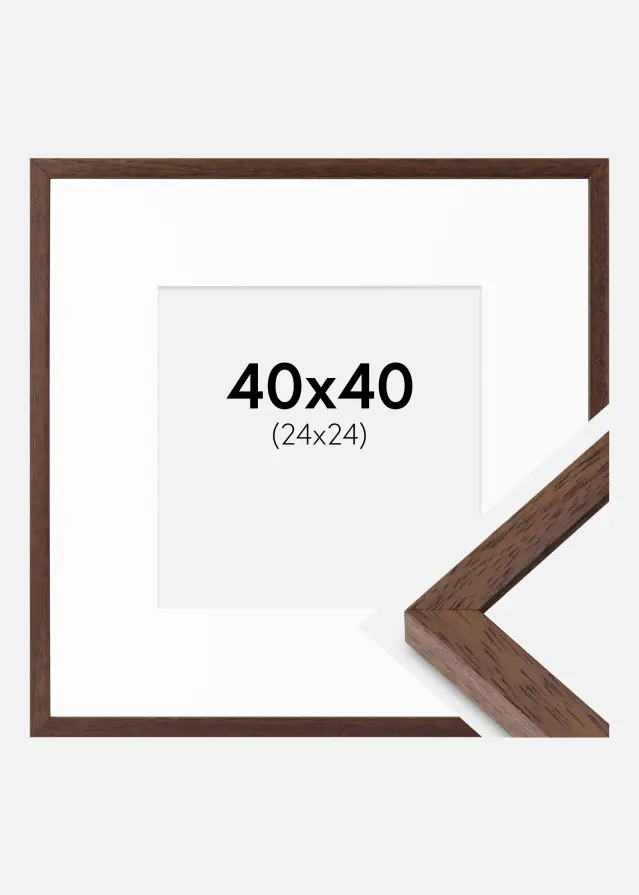 Ram med passepartou Fotolijst Ares Teak 40x40 cm - Passe-partout Wit 25x25 cm