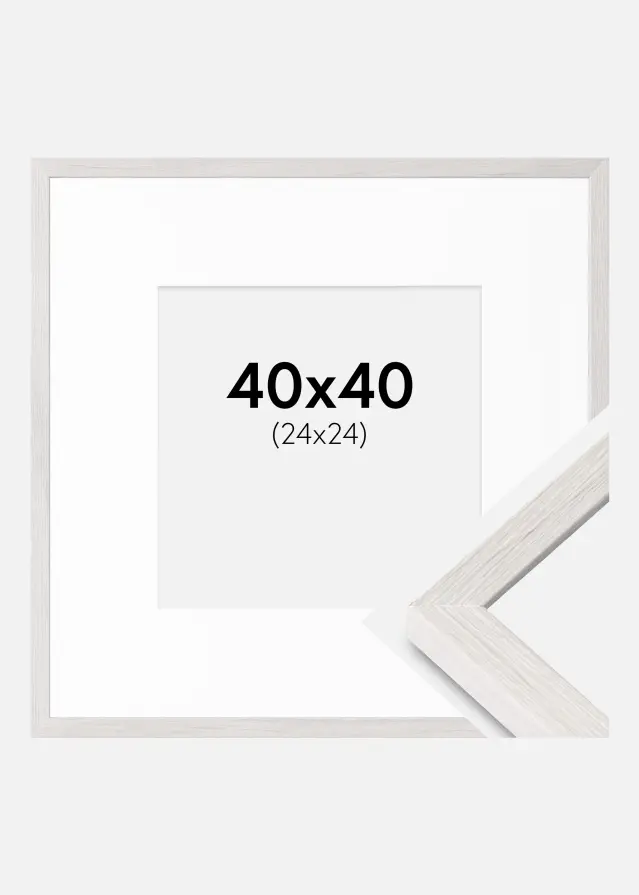Ram med passepartou Fotolijst Ares Wit Eik 40x40 cm - Passe-partout Wit 25x25 cm