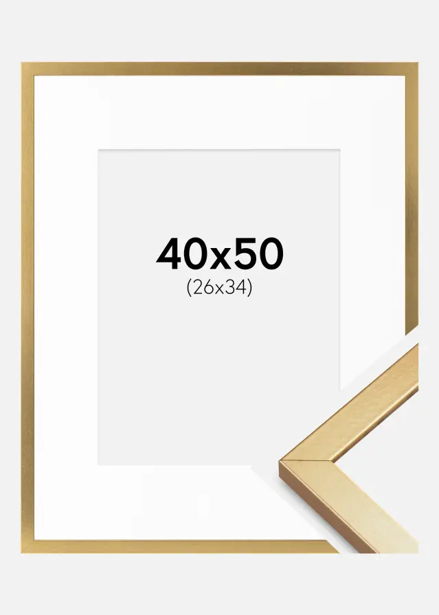 Ram med passepartou Fotolijst Minerva Goud 40x50 cm - Passe-partout Wit 27x35 cm