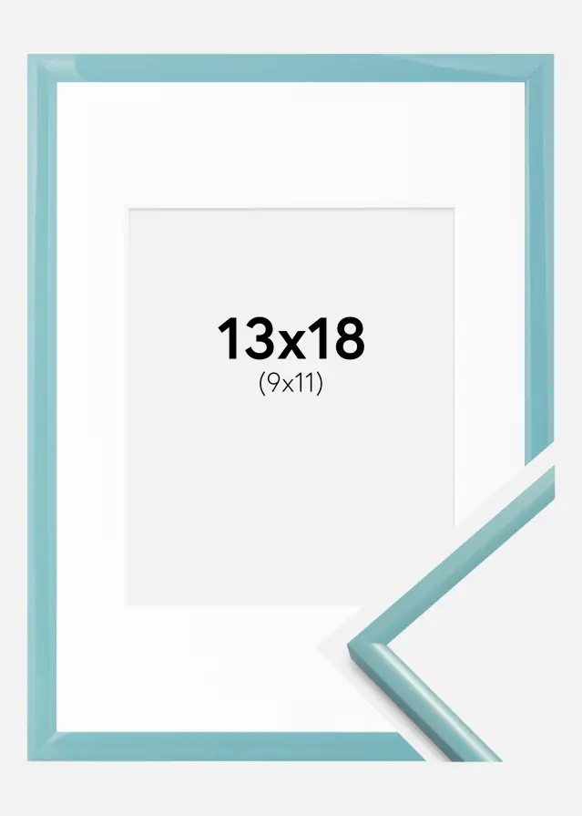 Ram med passepartou Fotolijst New Lifestyle Turkoois 13x18 cm - Passe-partout Wit 10x12 cm
