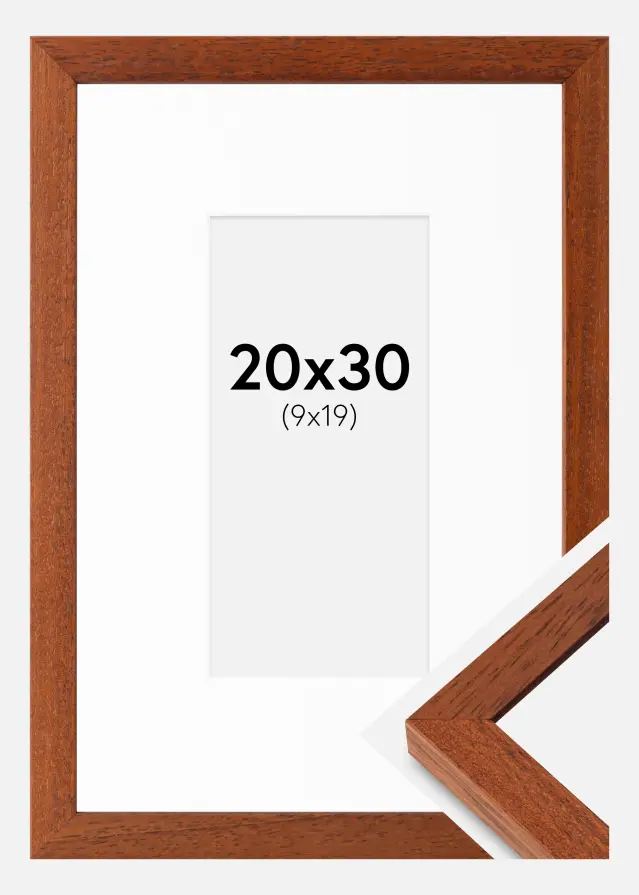 Ram med passepartou Fotolijst Hermes Kers 20x30 cm - Passe-partout Wit 10x20 cm