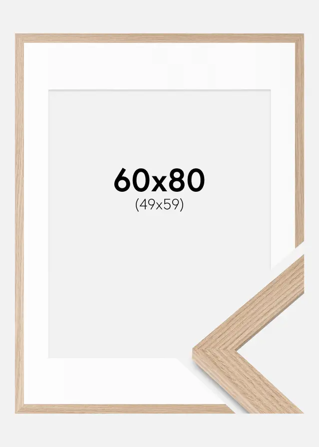 Ram med passepartou Fotolijst BGA Classic Eik 60x80 cm - Passe-partout Wit 50x60 cm