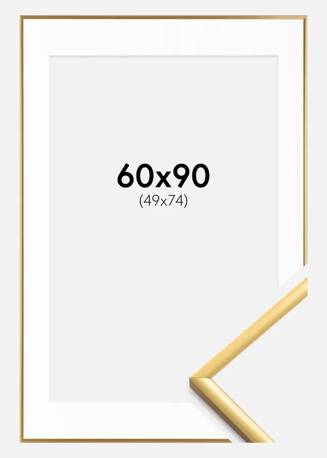 Ram med passepartou Fotolijst New Lifestyle Goud 60x90 cm - Passe-partout Wit 50x75 cm
