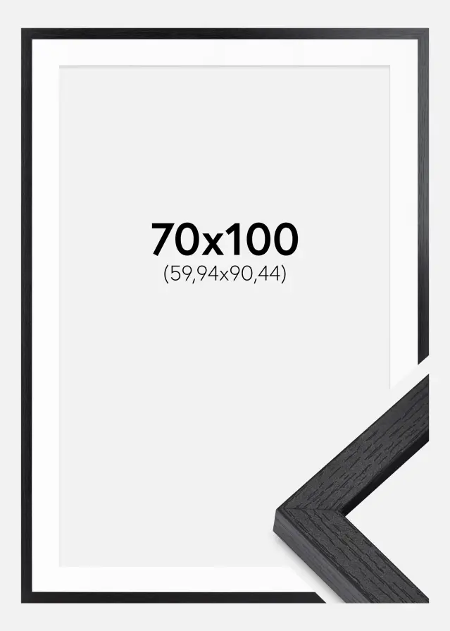 Ram med passepartou BGA Doos Fotolijst Zwart 70x100 cm - Passe-partout Wit 24x36 inches