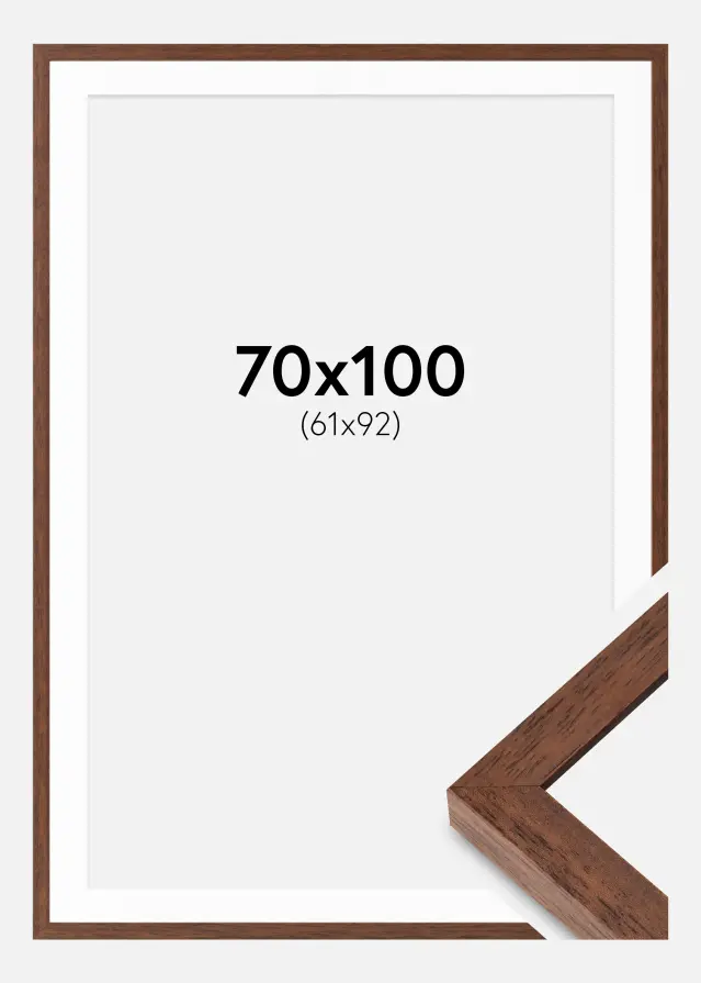 Ram med passepartou Fotolijst Hermes Teak 70x100 cm - Passe-partout Wit 62x93 cm
