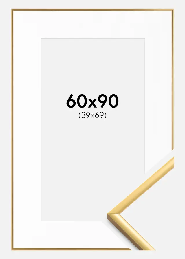 Ram med passepartou Fotolijst New Lifestyle Goud 60x90 cm - Passe-partout Wit 40x70 cm