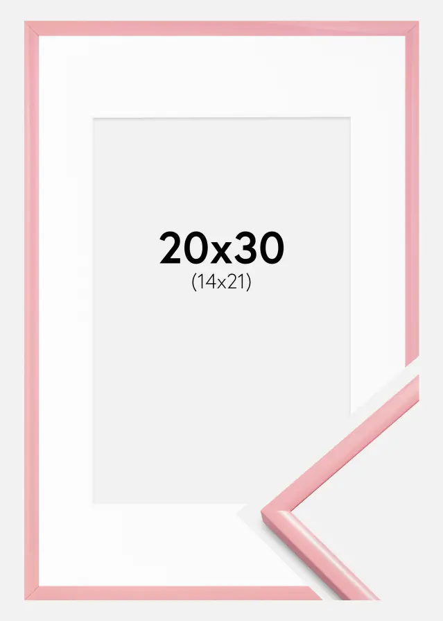 Ram med passepartou Fotolijst New Lifestyle Roze 20x30 cm - Passe-partout Wit 15x22 cm