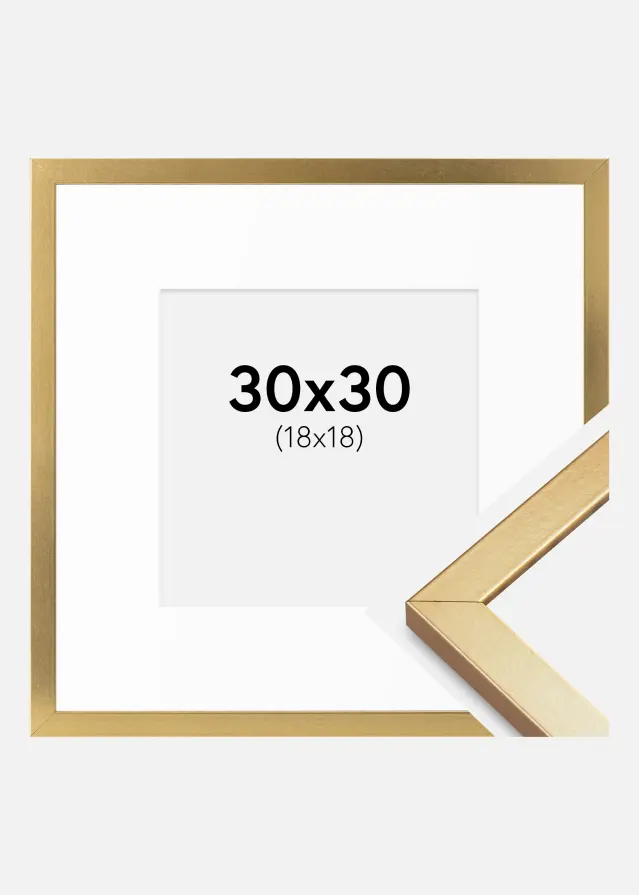 Ram med passepartou Fotolijst Minerva Goud 30x30 cm - Passe-partout Wit 19x19 cm
