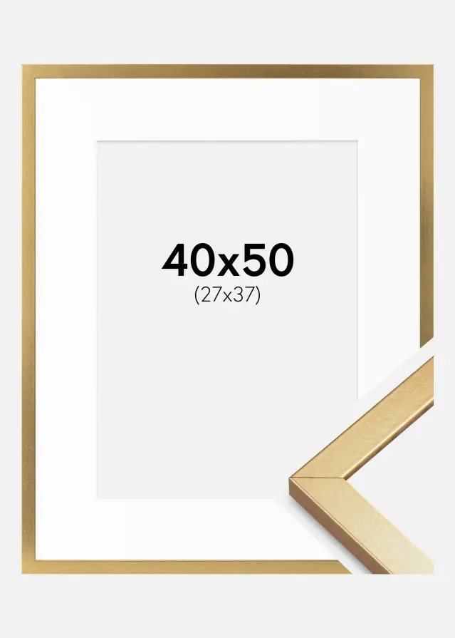 Ram med passepartou Fotolijst Minerva Goud 40x50 cm - Passe-partout Wit 28x38 cm