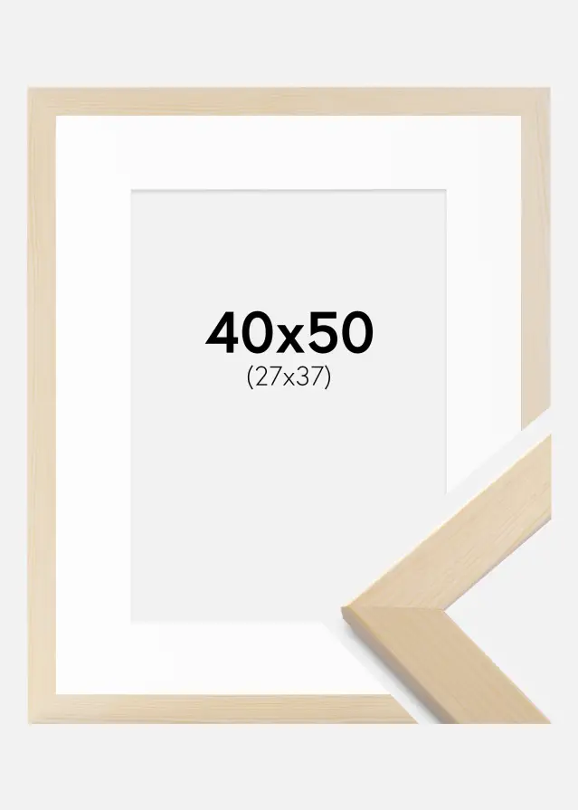 Ram med passepartou Fotolijst Trendline Natuur 40x50 cm - Passe-partout Wit 28x38 cm