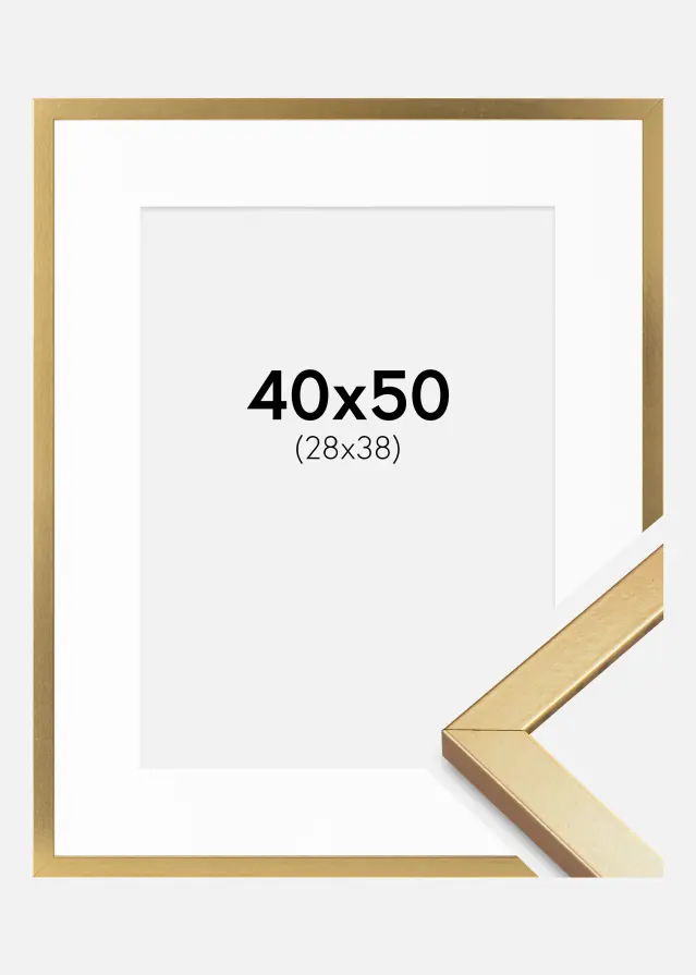 Ram med passepartou Fotolijst Minerva Goud 40x50 cm - Passe-partout Wit 29x39 cm