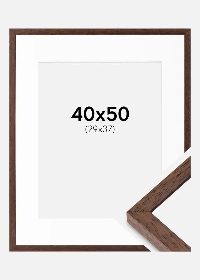 Ram med passepartou Fotolijst Ares Teak 40x50 cm - Passe-partout Wit 30x38 cm