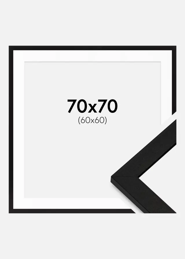 Ram med passepartou Fotolijst BGA Classic Zwart 70x70 cm - Passe-partout Wit 61x61 cm