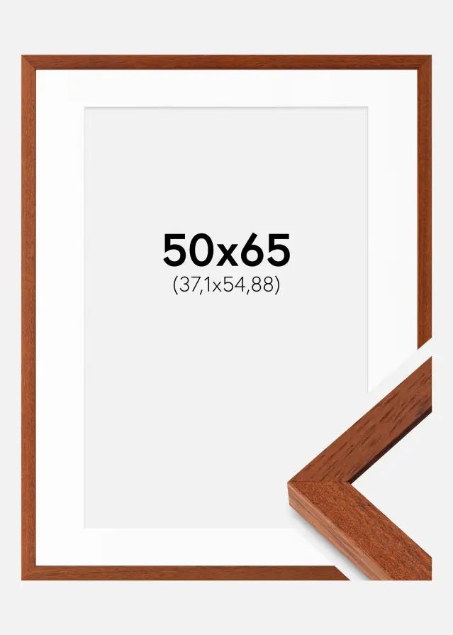 Ram med passepartou Fotolijst Hermes Kers 50x65 cm - Passe-partout Wit 15x22 inches
