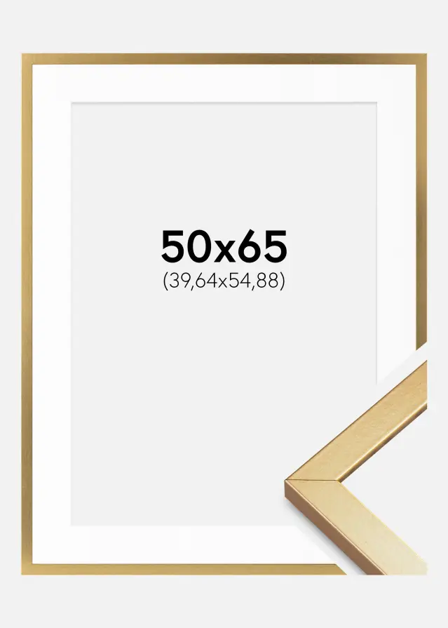 Ram med passepartou Fotolijst Minerva Goud 50x65 cm - Passe-partout Wit 16x22 inches