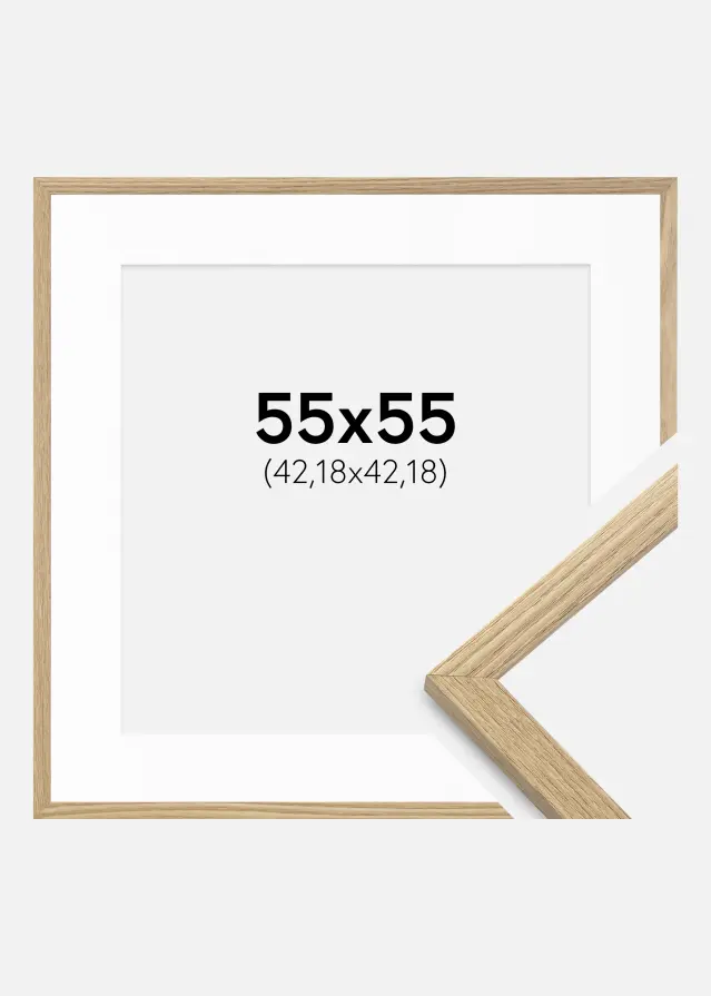 Ram med passepartou Fotolijst Trendy Eik 55x55 cm - Passe-partout Wit 17x17 inches