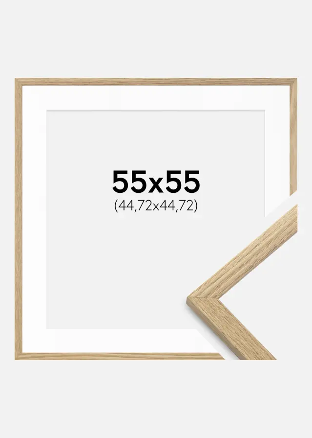 Ram med passepartou Fotolijst Trendy Eik 55x55 cm - Passe-partout Wit 18x18 inches