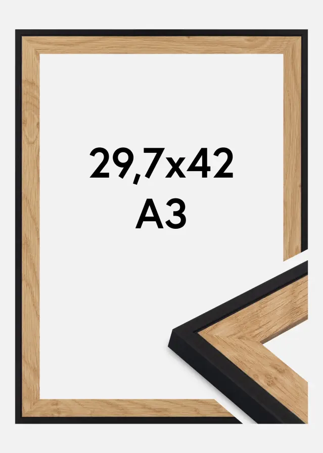 Jämtlands Ramfabrik Fotolijst Linea Acrylglas Oak / Black 29.7x42 cm (A3)