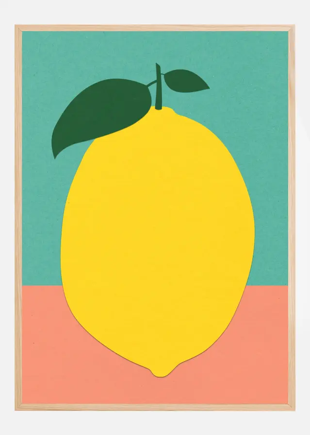 Bildverkstad Lemon With Two Leaves Poster