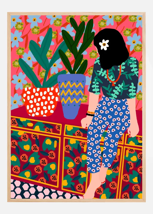 Bildverkstad Girl with plants Poster