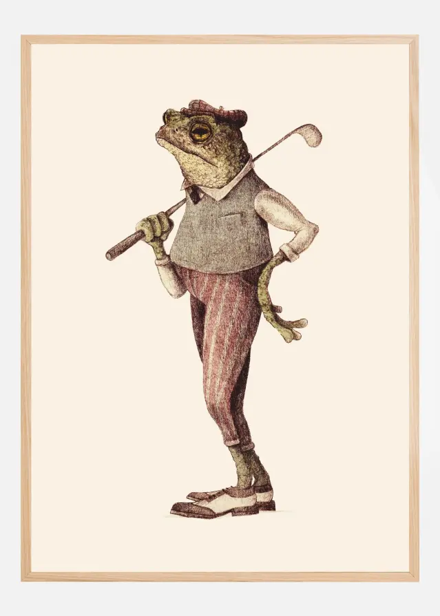 Bildverkstad Frog In Vintage Golf Attire Poster