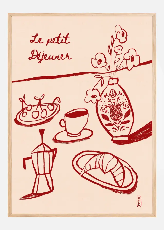 Bildverkstad Le Petit Dejeuner Breakfast in Red Poster