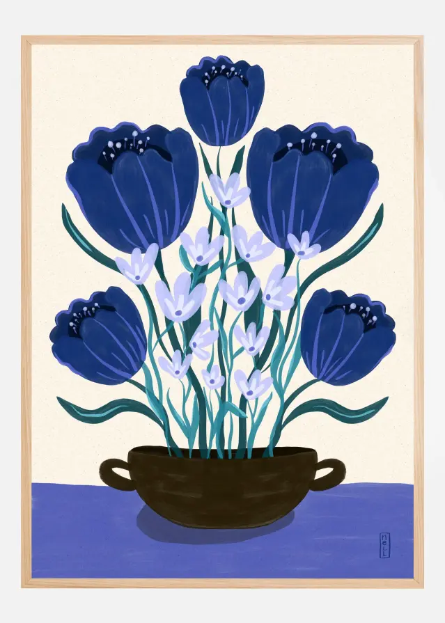 Bildverkstad Blue Berry Dreams Floral Poster