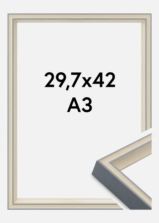 Jämtlands Ramfabrik Fotolijst Riga Acrylglas Stone White / Bluish Grey 29.7x42 cm (A3)