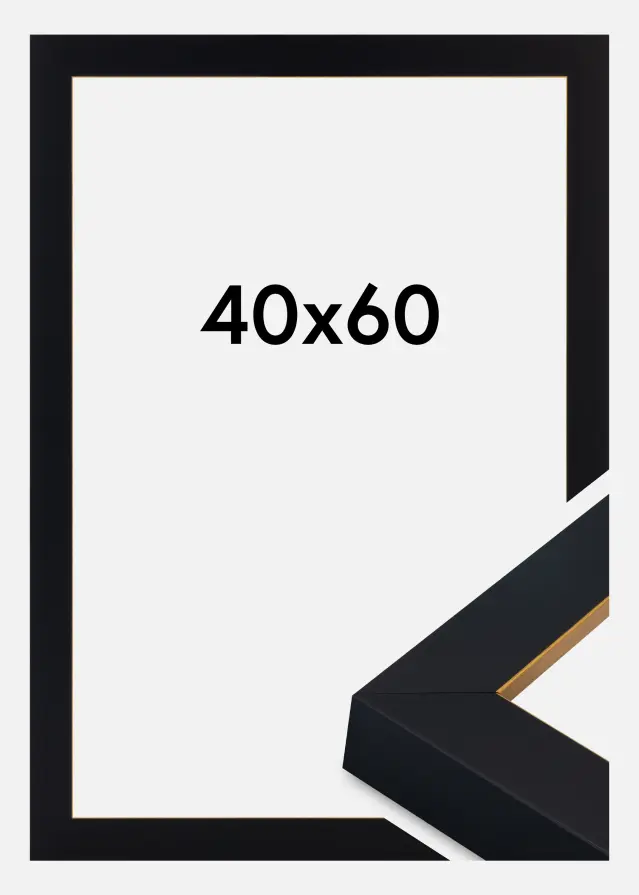 Jämtlands Ramfabrik Fotolijst Sussex Acrylglas Zwart/Goud 40x60 cm