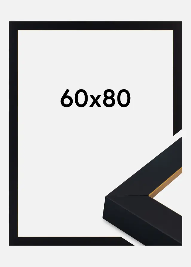 Jämtlands Ramfabrik Fotolijst Sussex Acrylglas Zwart/Goud 60x80 cm