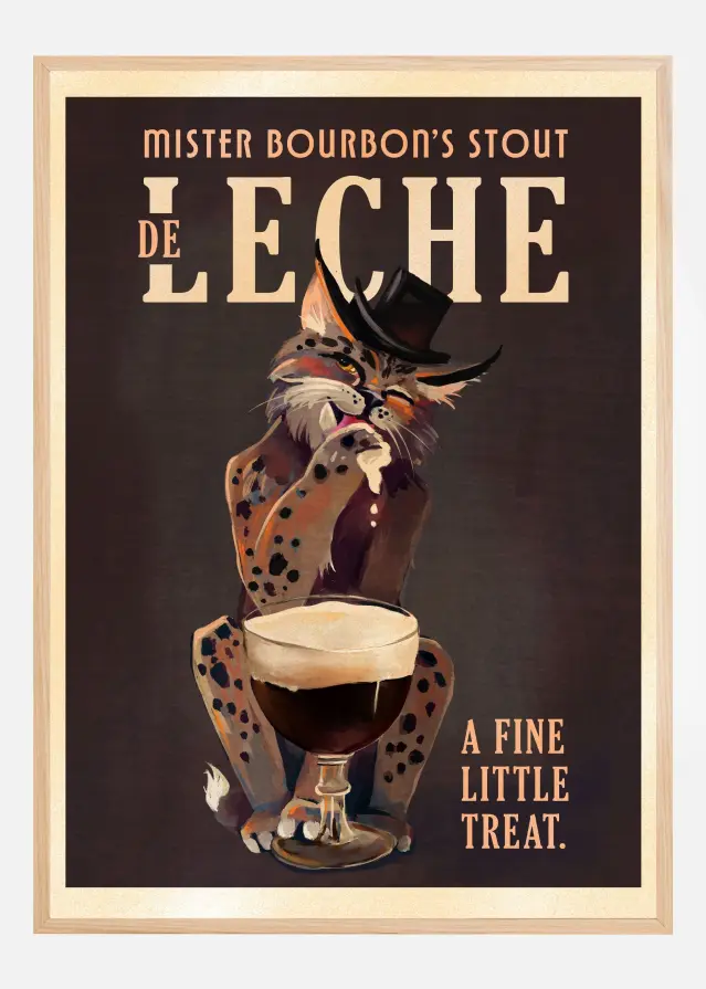 Bildverkstad Bourbon De Leche Guinness Style Cat Art Poster