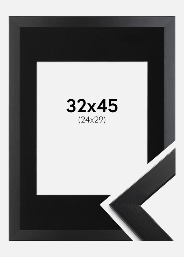 Ram med passepartou Fotolijst Trendline Zwart 32x45 cm - Passe-partout Zwart 25x30 cm