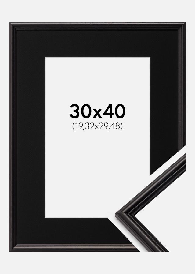 Ram med passepartou Fotolijst Horndal Zwart 30x40 cm - Passe-partout Zwart 8x12 inches