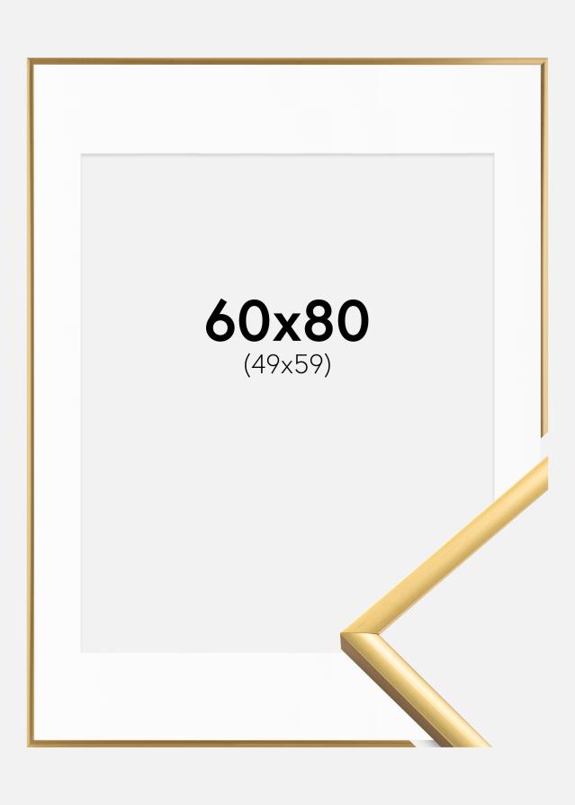 Ram med passepartou Fotolijst New Lifestyle Shiny Gold 60x80 cm - Passe-partout Wit 50x60 cm