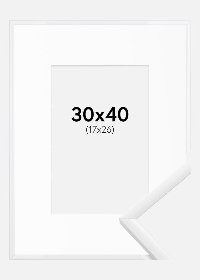 Ram med passepartou Fotolijst New Lifestyle Wit 30x40 cm - Passe-partout Wit 18x27 cm
