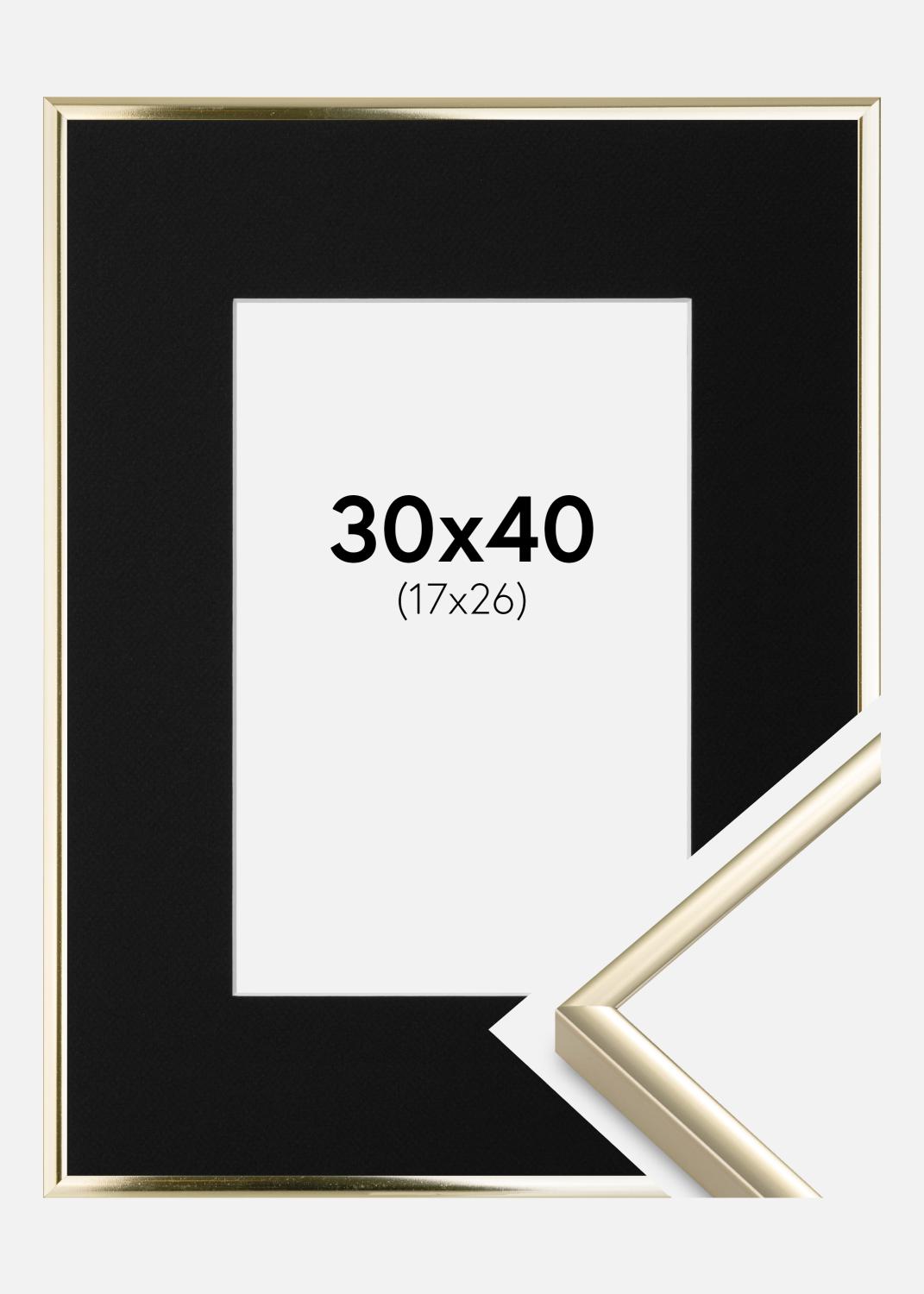Product Image for Fotolijst Aluminium Glanzend Goud 30x40 cm - Passe-partout Zwart 18x27 cm