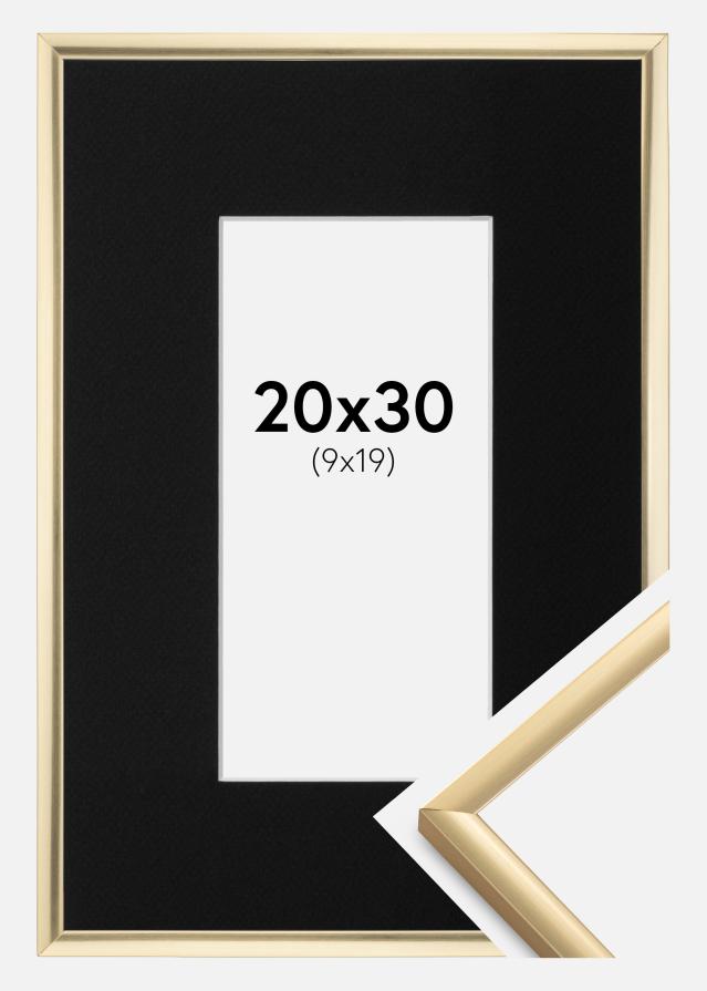 Ram med passepartou Fotolijst New Lifestyle Goud 20x30 cm - Passe-partout Zwart 10x20 cm