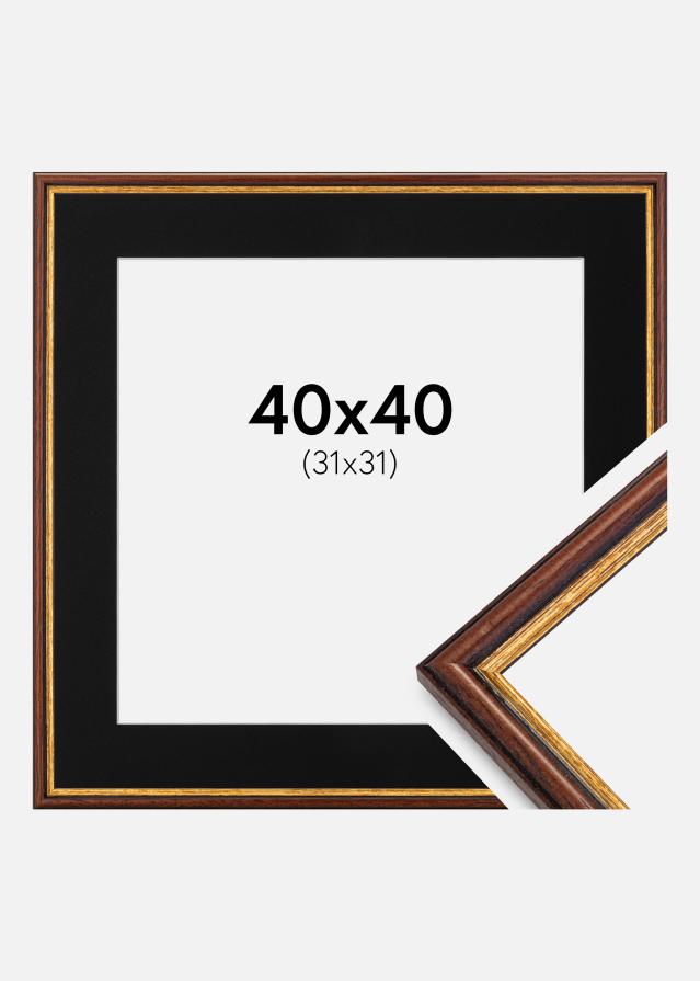 Ram med passepartou Fotolijst Horndal Bruin 40x40 cm - Passe-partout Zwart 32x32 cm