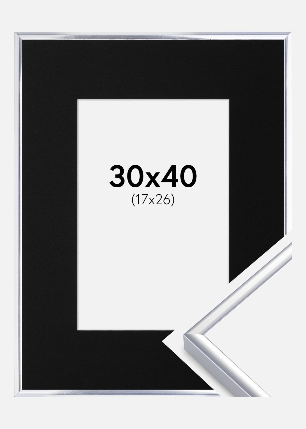 Product Image for Fotolijst Aluminium Glanzend Zilver 30x40 cm - Passe-partout Zwart 18x27 cm