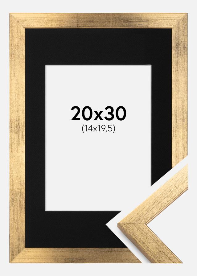 Ram med passepartou Fotolijst Stilren Goud 20x30 cm - Passe-partout Zwart 15x21 cm (A5)