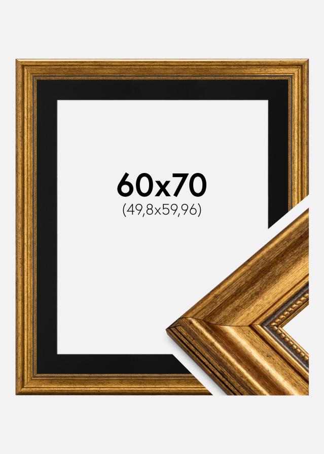Ram med passepartou Fotolijst Rokoko Goud 60x70 cm - Passe-partout Zwart 20x24 inches